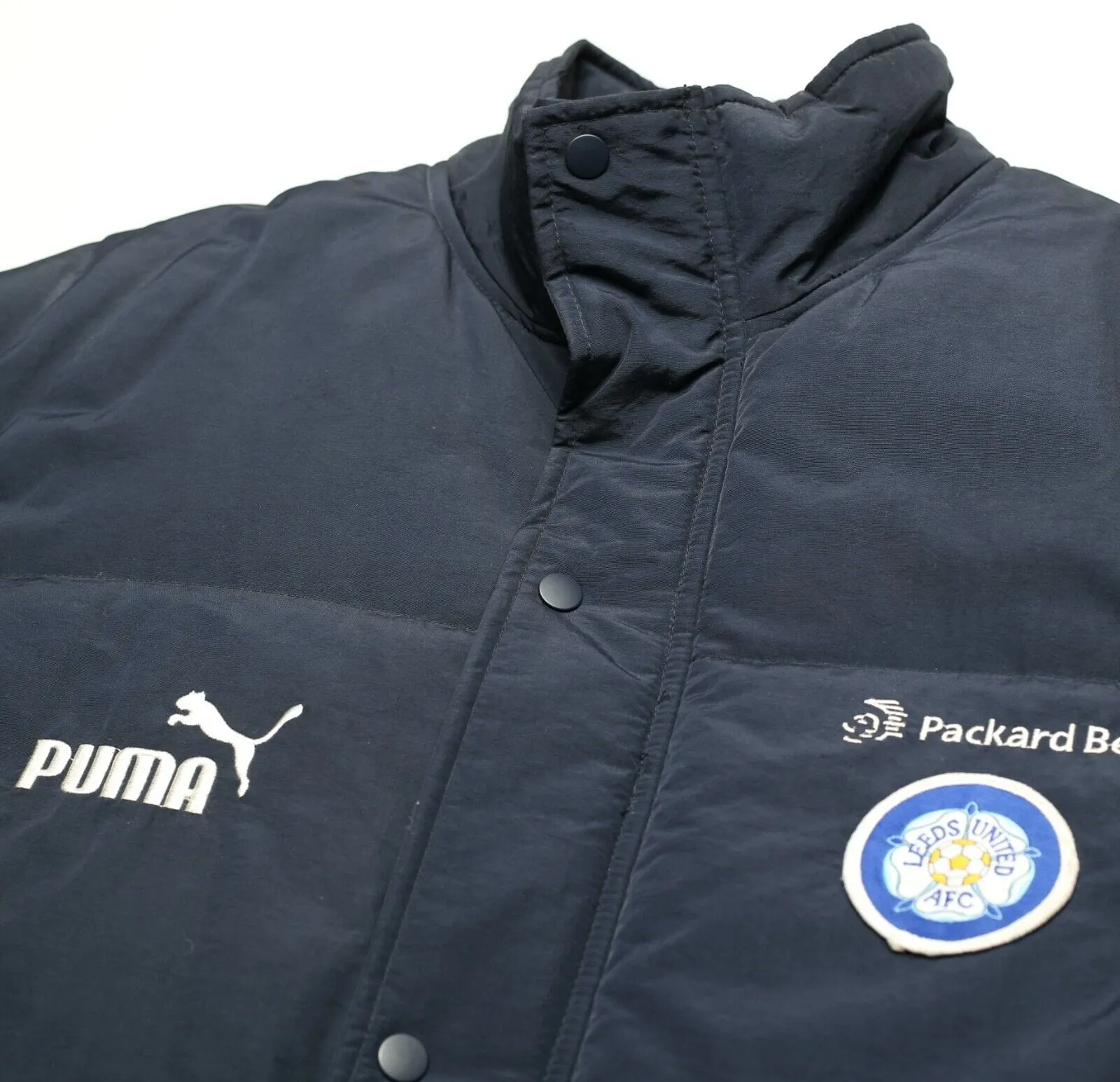 1998/00 LEEDS UNITED Vintage PUMA Football Bench Coat Puffer Jacket (L)