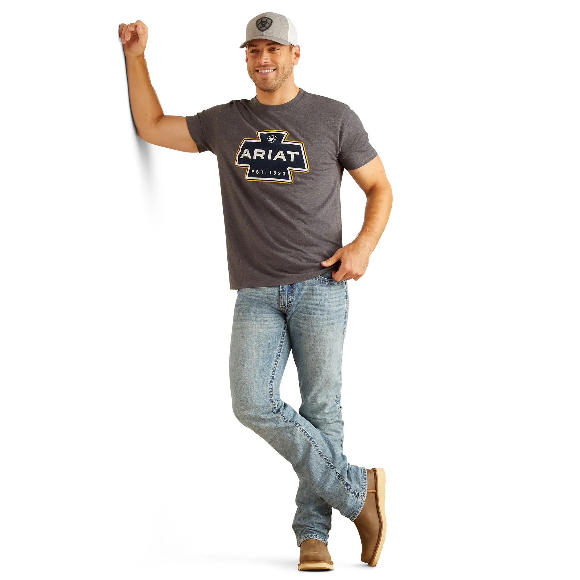 ARIAT Men's Southwest Logo S/S Tee Titanium Heather