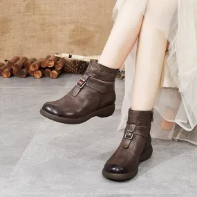 BABAKUD Autumn Winter Retro Casual Belt Buckle Short Boots