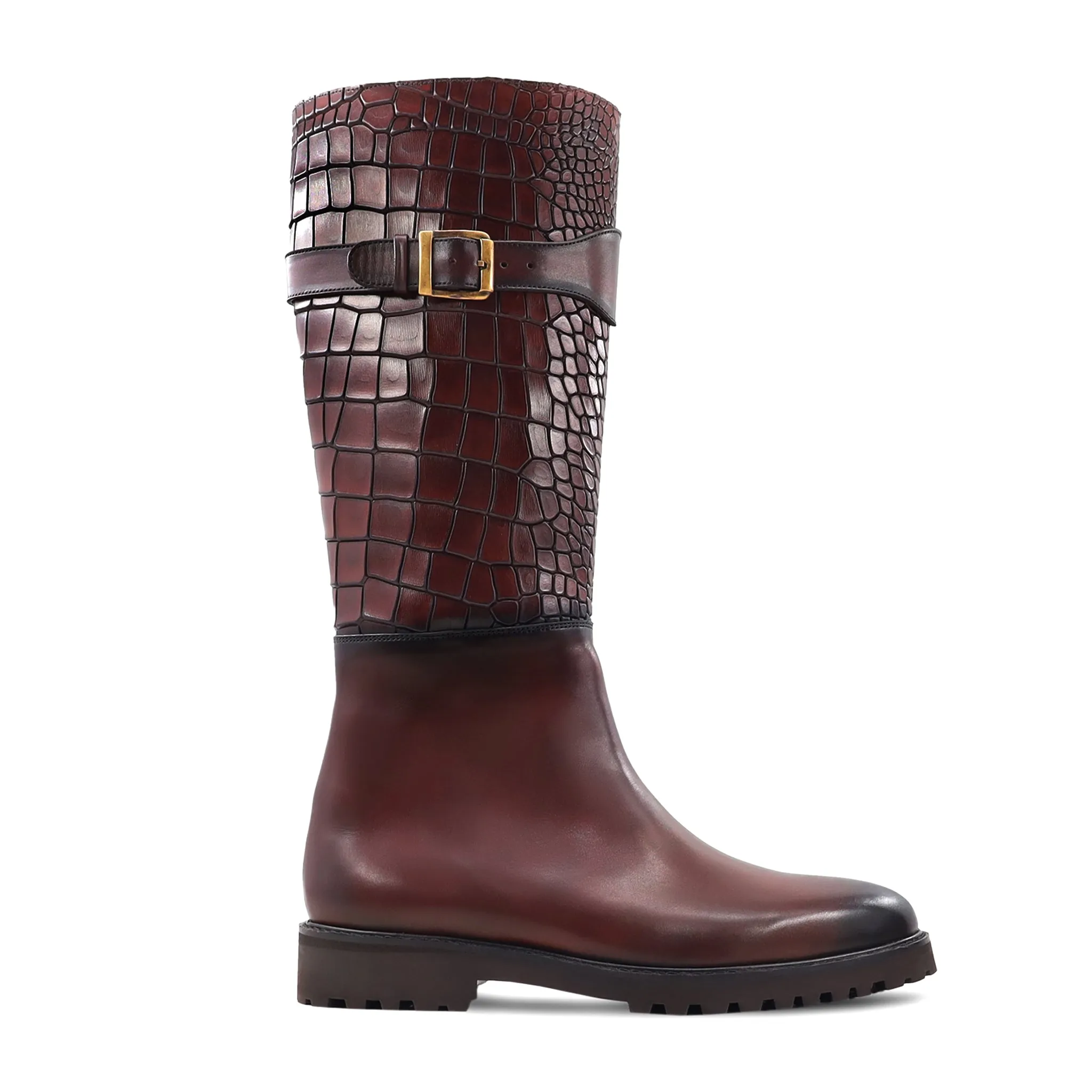 BENEDI - FUSION OF OXBLOOD CROCDILE AND CALF BOOT