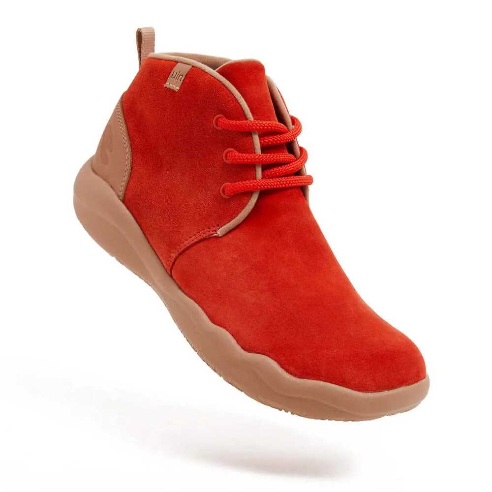 Bilbao Red Cow Suede Lace-up Boots Women