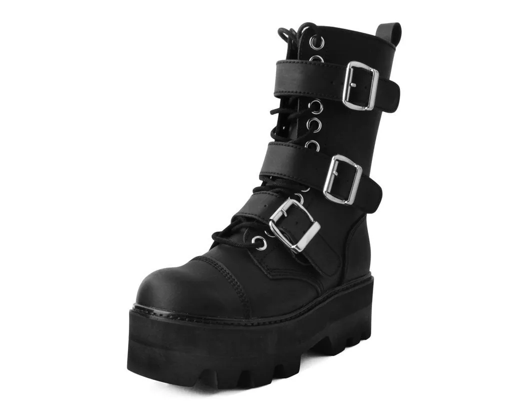 Black 12-Eye 3-Strap Dino Boot