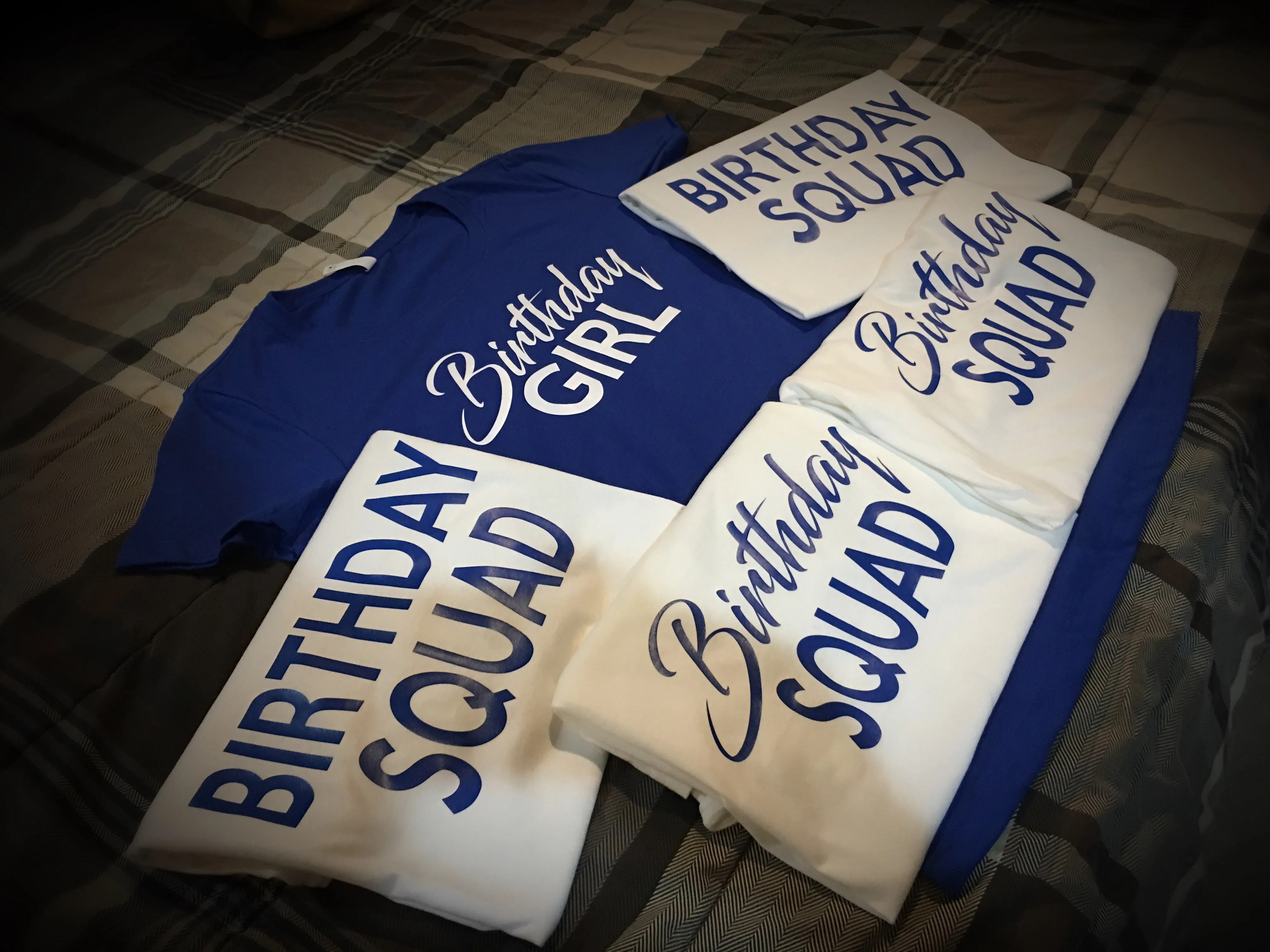 Birthday Girl and Squad T-Shirt - Royal Blue and White Edition