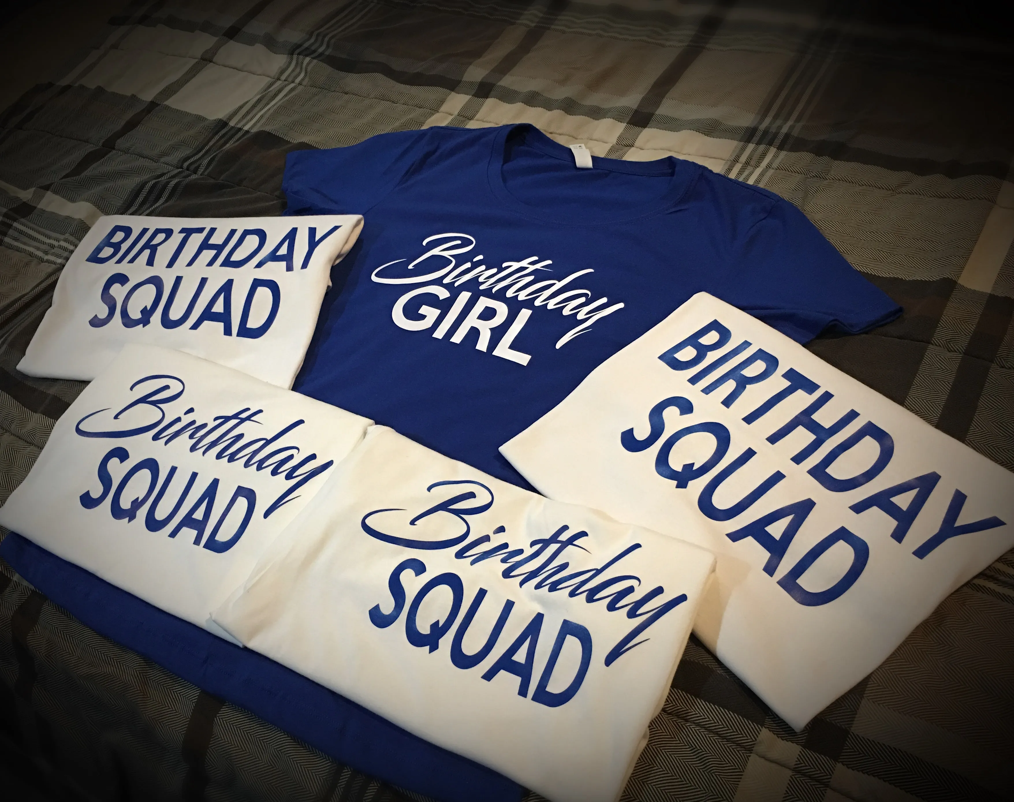 Birthday Girl and Squad T-Shirt - Royal Blue and White Edition