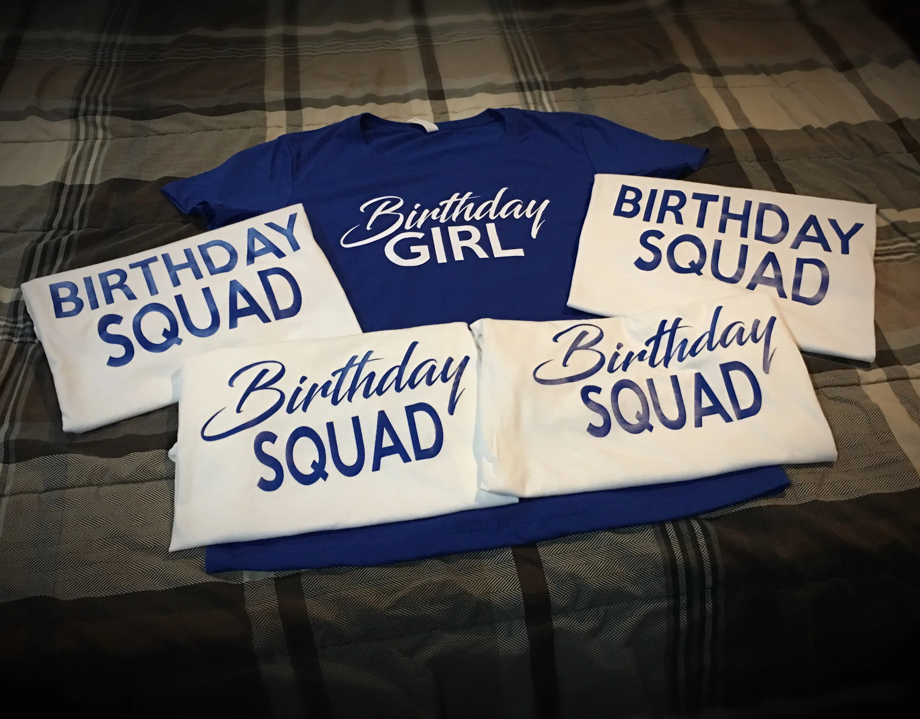 Birthday Girl and Squad T-Shirt - Royal Blue and White Edition