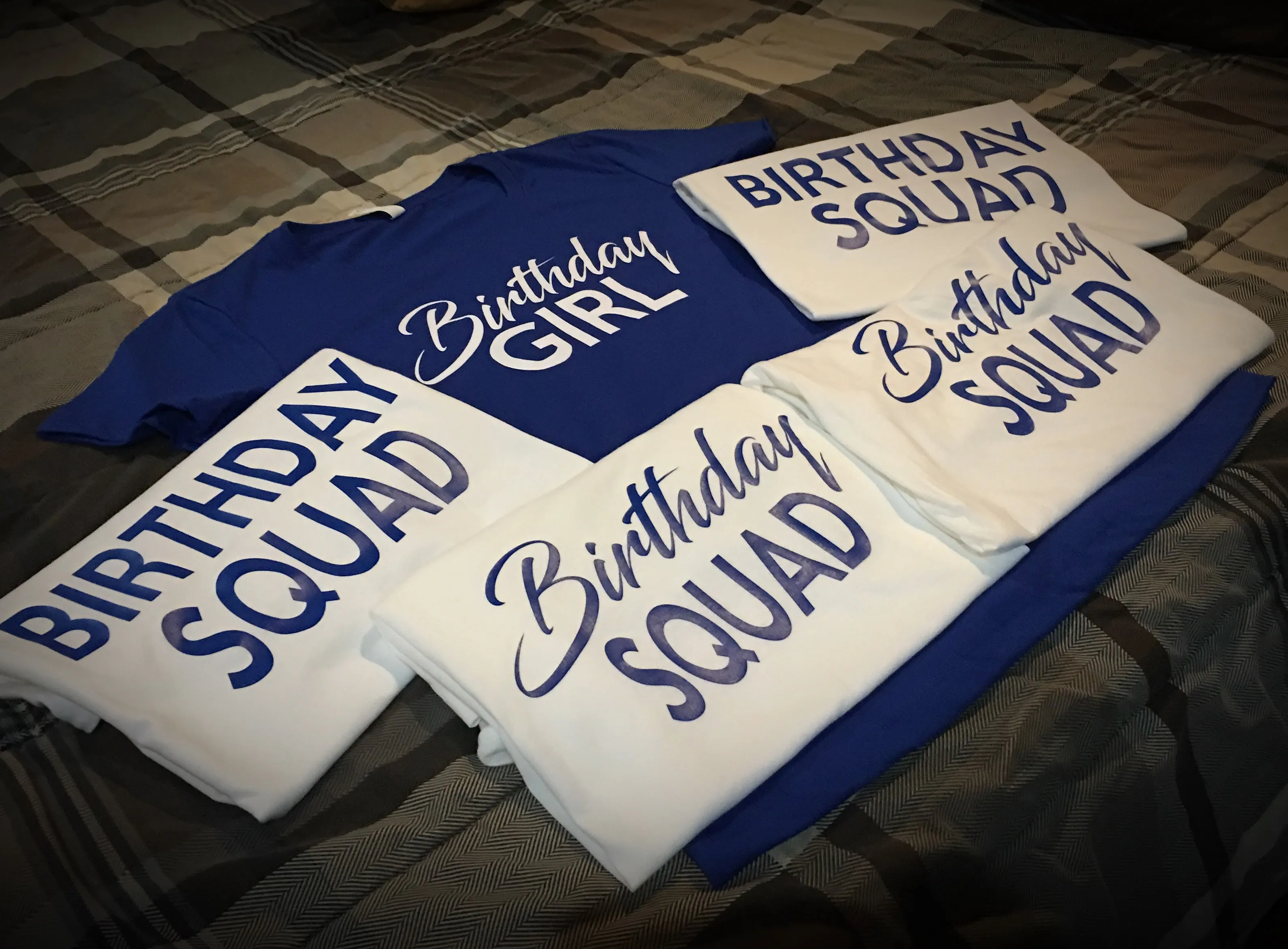 Birthday Girl and Squad T-Shirt - Royal Blue and White Edition