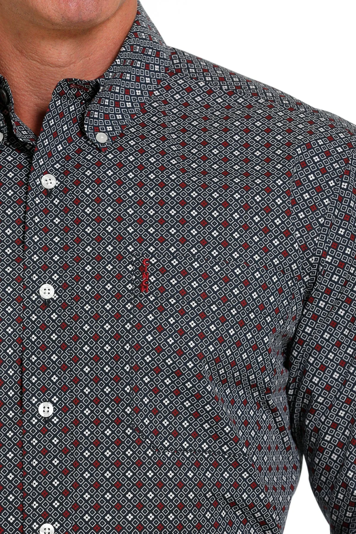 'Cinch' Men's Geo Print Western Button Down - Navy