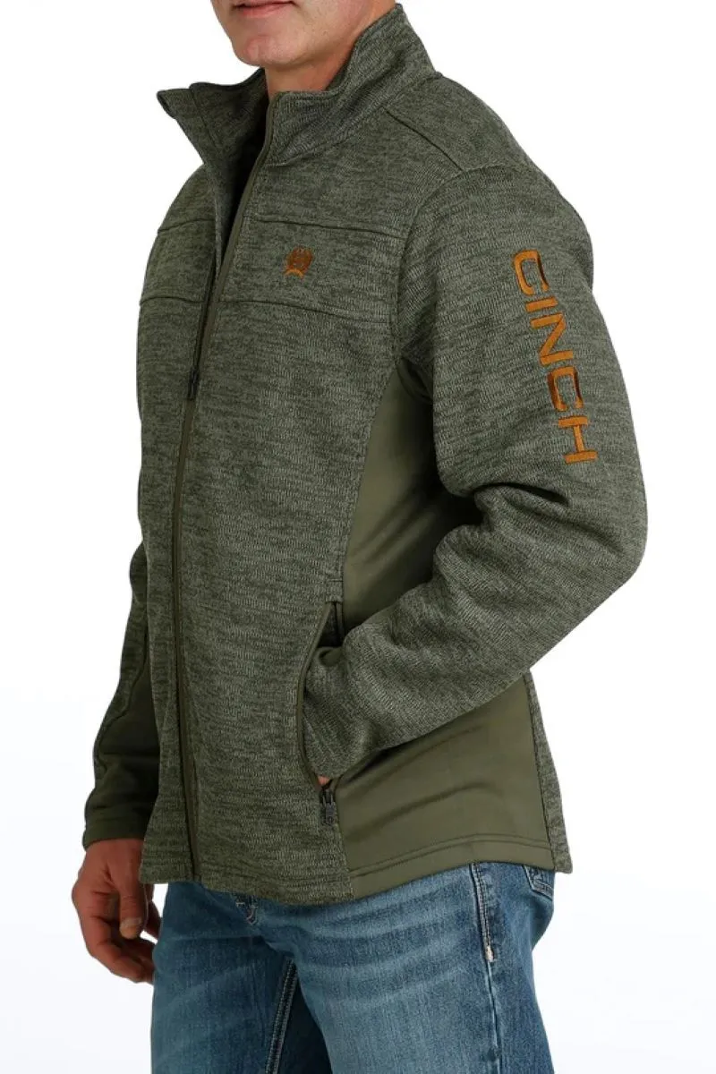 'Cinch' Men's Sweater Knit Full Zip - Olive