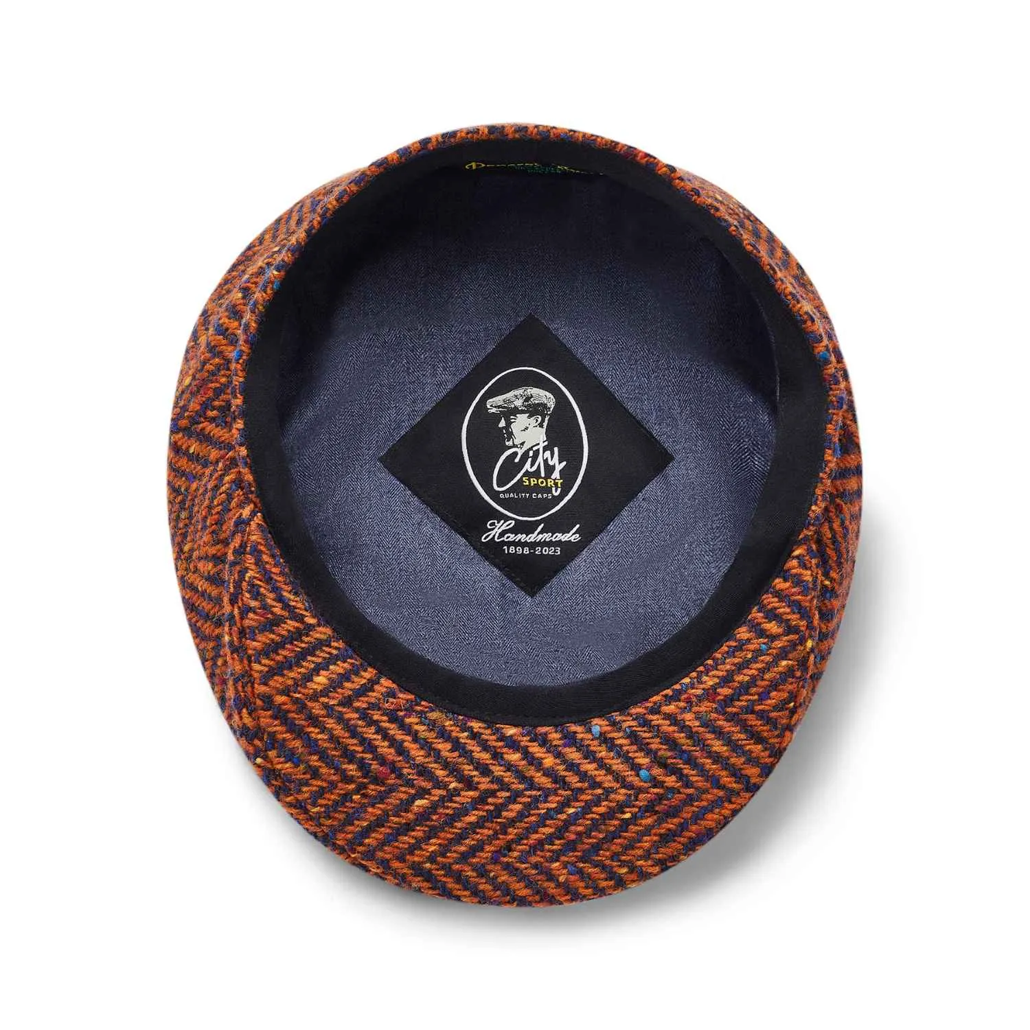 City Sport Baker Boy Hat | Donegal Tweed Cap | Orange Speckled Herringbone