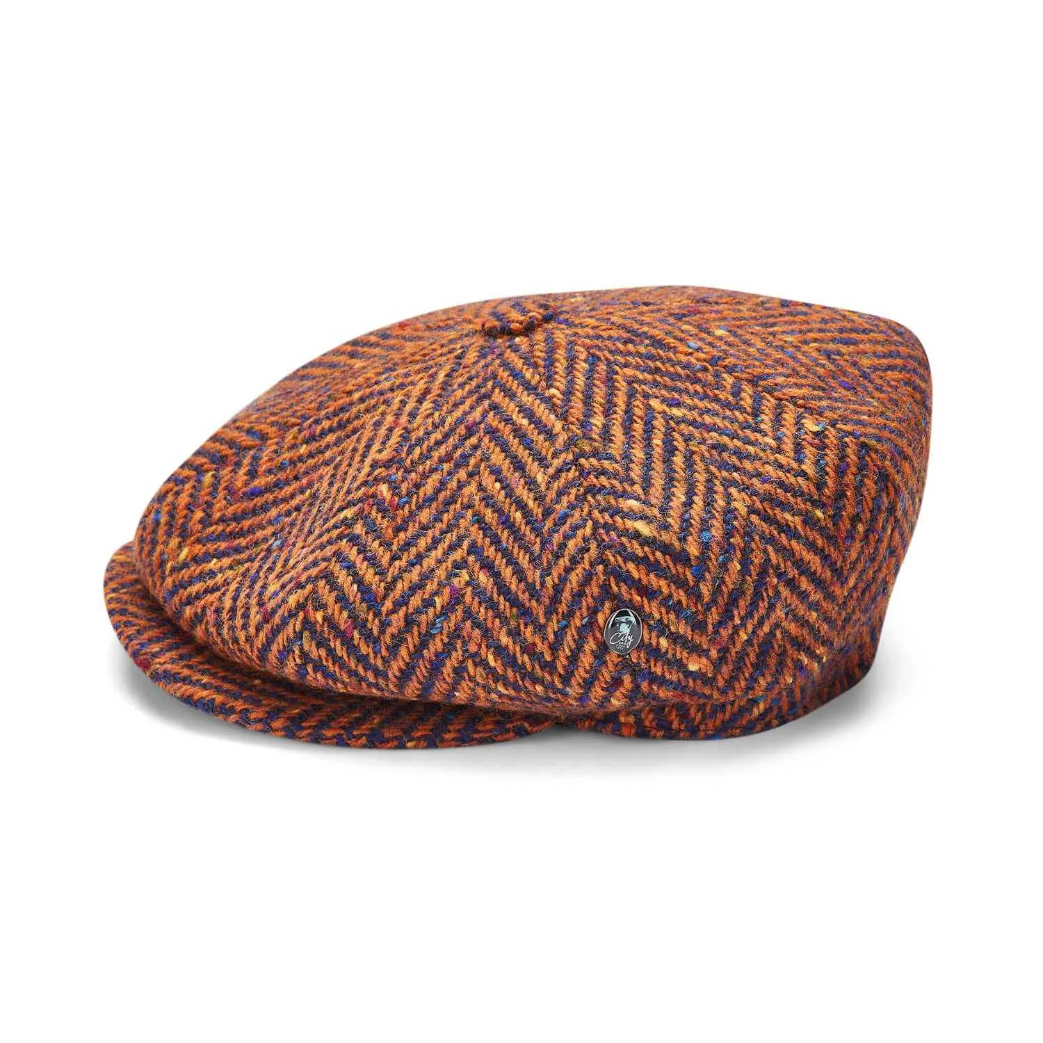 City Sport Baker Boy Hat | Donegal Tweed Cap | Orange Speckled Herringbone