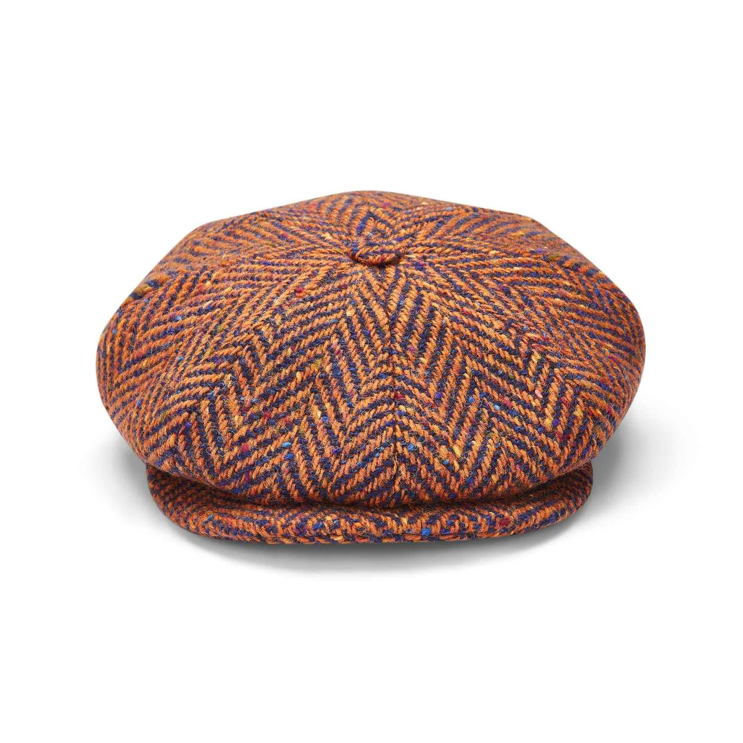 City Sport Baker Boy Hat | Donegal Tweed Cap | Orange Speckled Herringbone