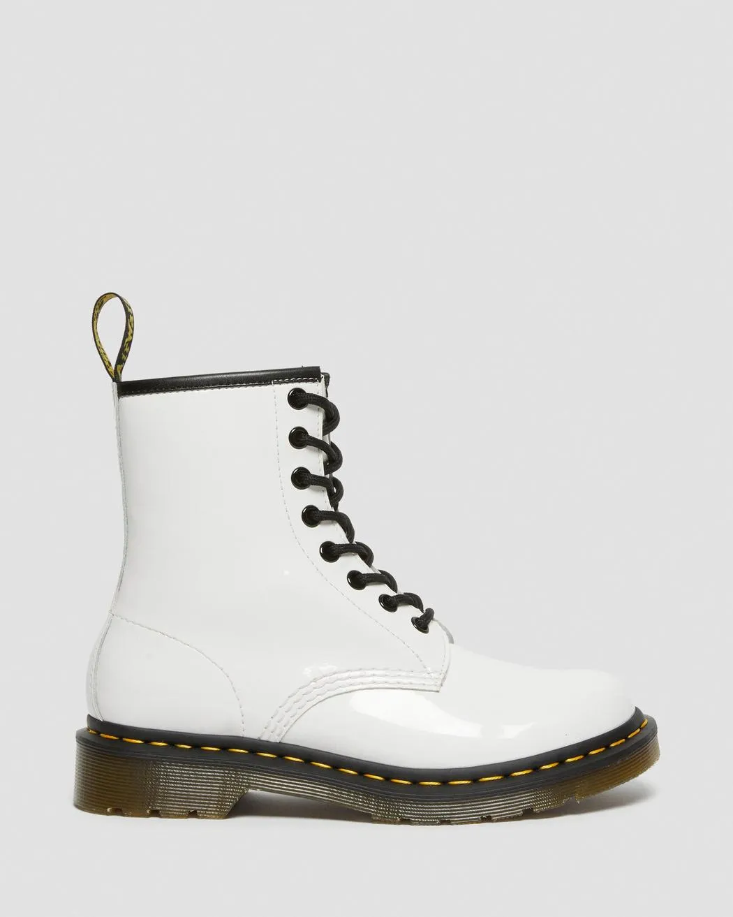 Dr. Martens Women's 1460 PATENT LEATHER LACE UP BOOTS (White Lucido   Patent Lamper)