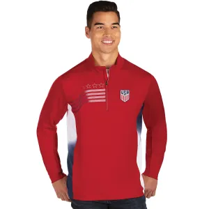 Men's Antigua USA Liberty 1/4 Zip Red Pullover