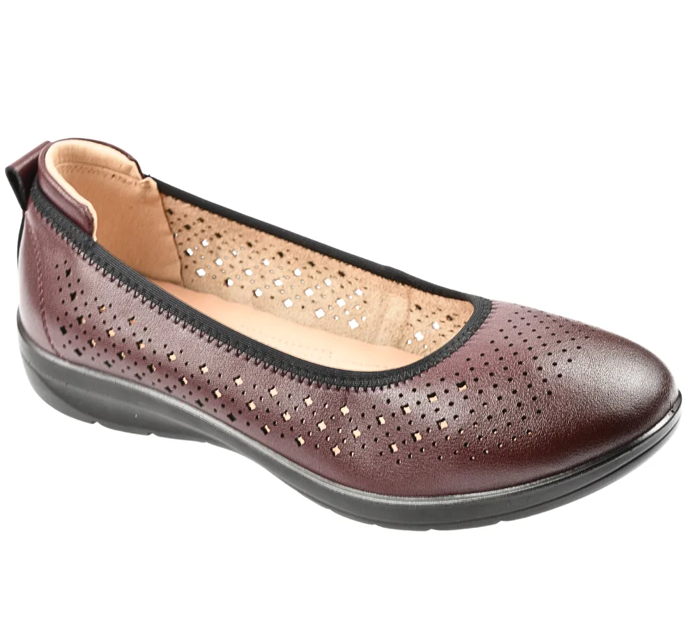 Pantofi causal, dama, PASS COLLECTION, M540009D bordo, piele naturala