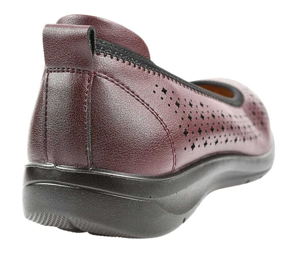 Pantofi causal, dama, PASS COLLECTION, M540009D bordo, piele naturala