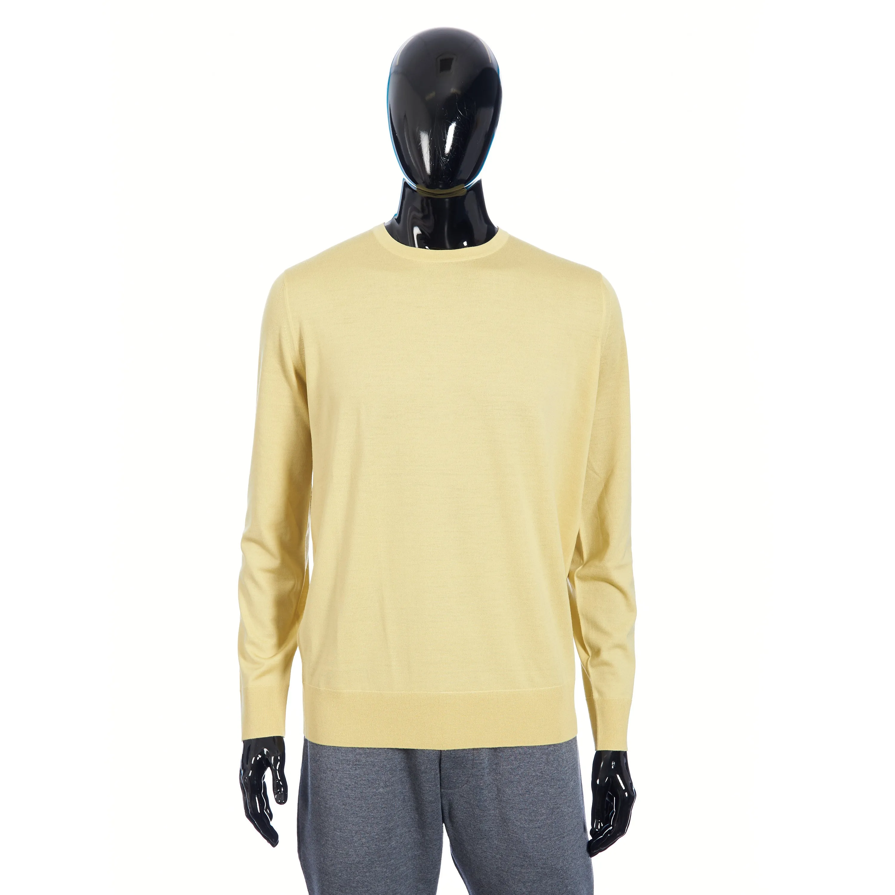 T-Shirt Crewneck Longsleeve In Jojoba Yellow Wish Wool