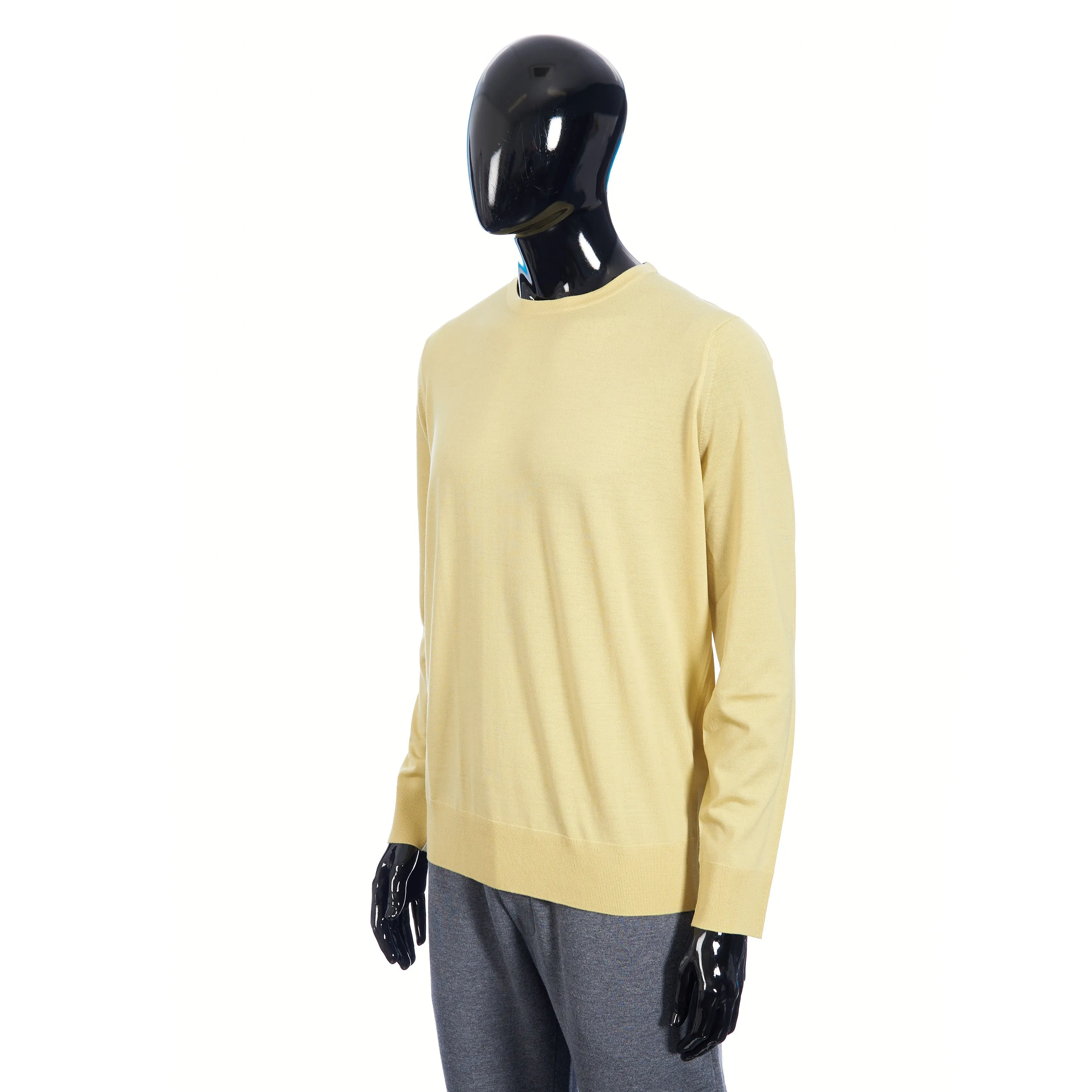 T-Shirt Crewneck Longsleeve In Jojoba Yellow Wish Wool