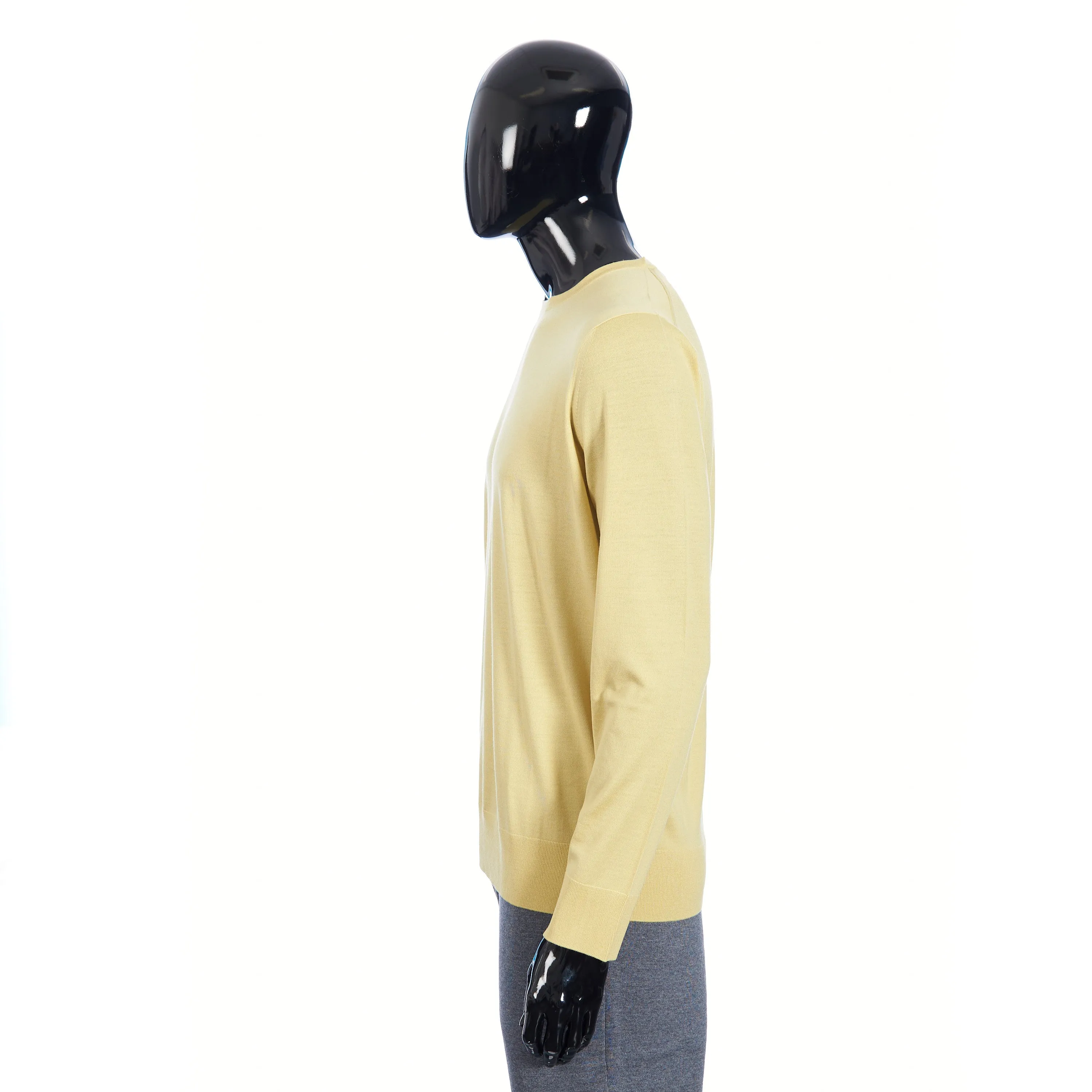 T-Shirt Crewneck Longsleeve In Jojoba Yellow Wish Wool