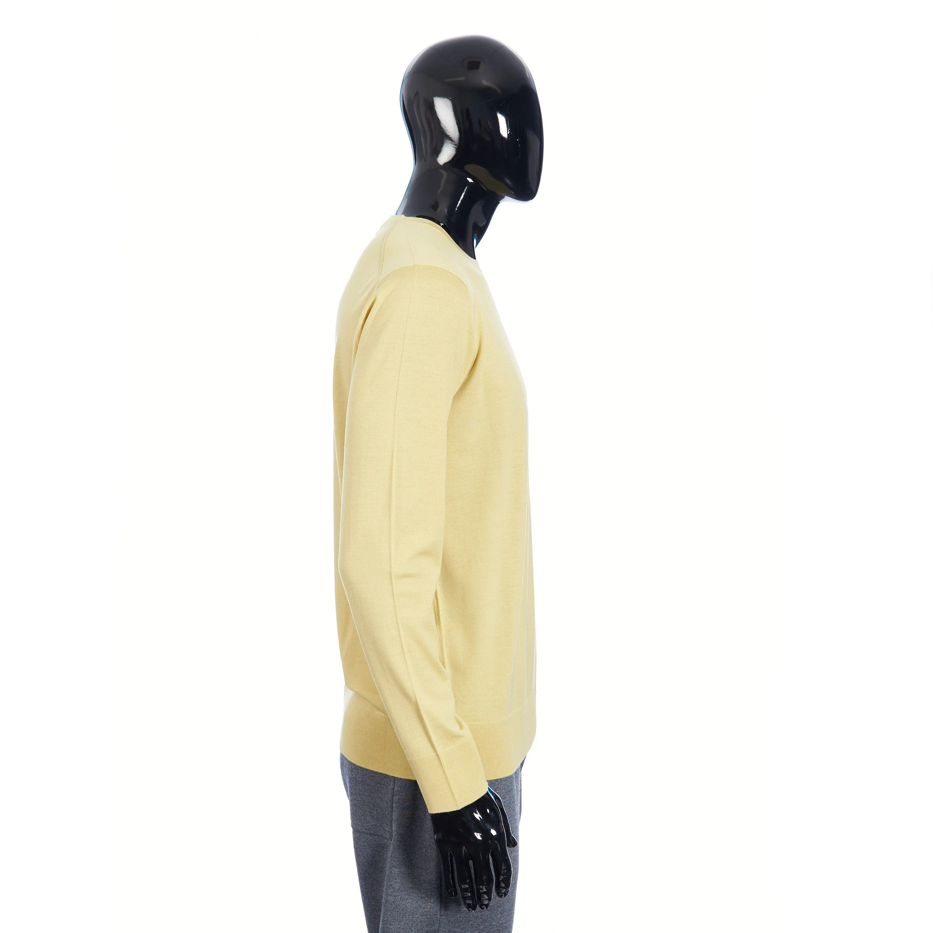 T-Shirt Crewneck Longsleeve In Jojoba Yellow Wish Wool