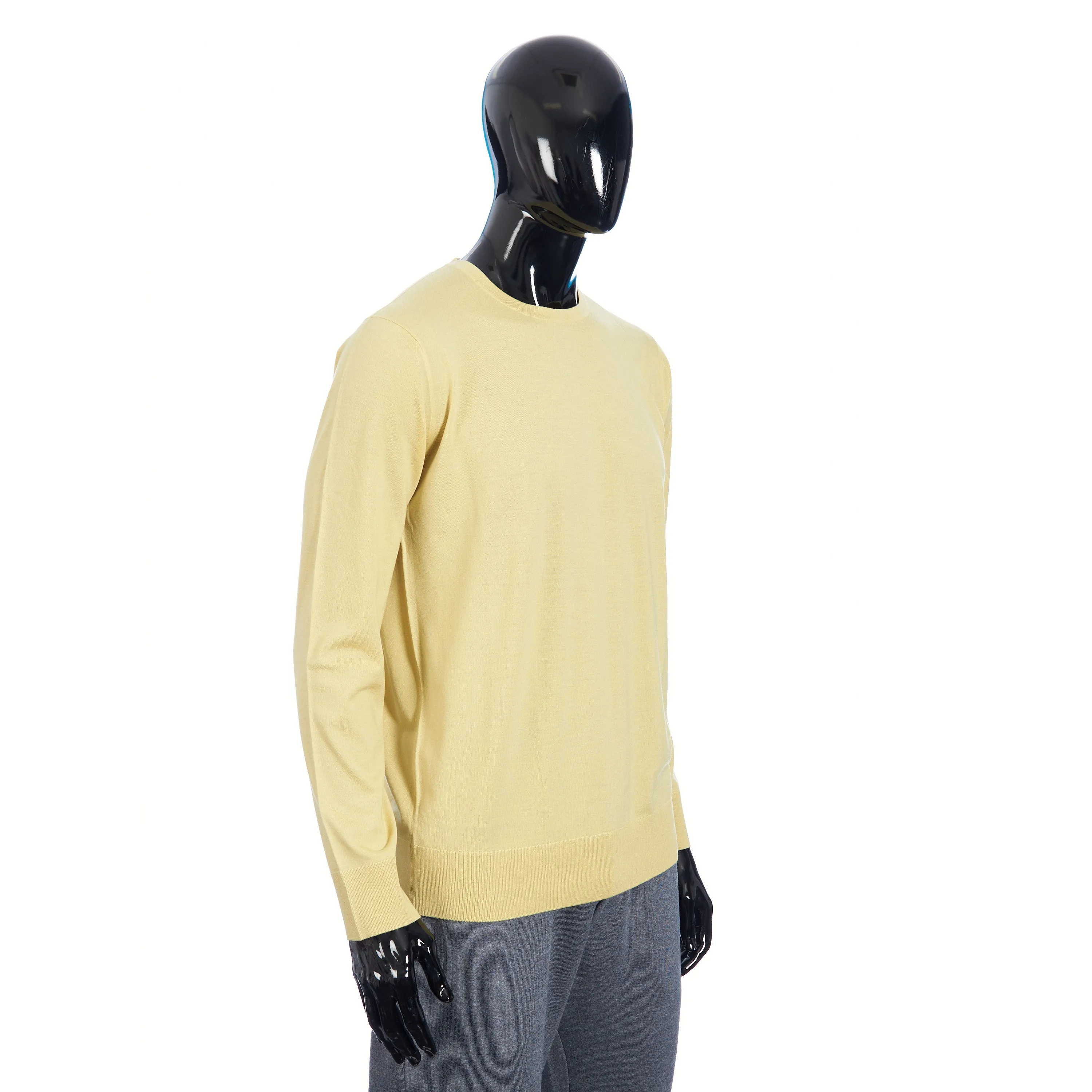 T-Shirt Crewneck Longsleeve In Jojoba Yellow Wish Wool