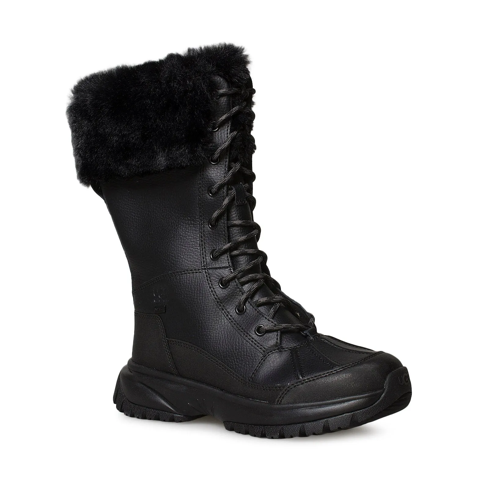 UGG Yose Tall Fluff Black Boots - Women's