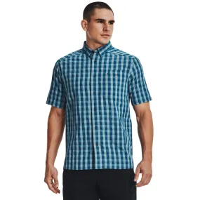 Under Armour Mens Drift Tide 2.0 Plaid Button-Down Shirt - Deep Sea Blue / Mississippi Green