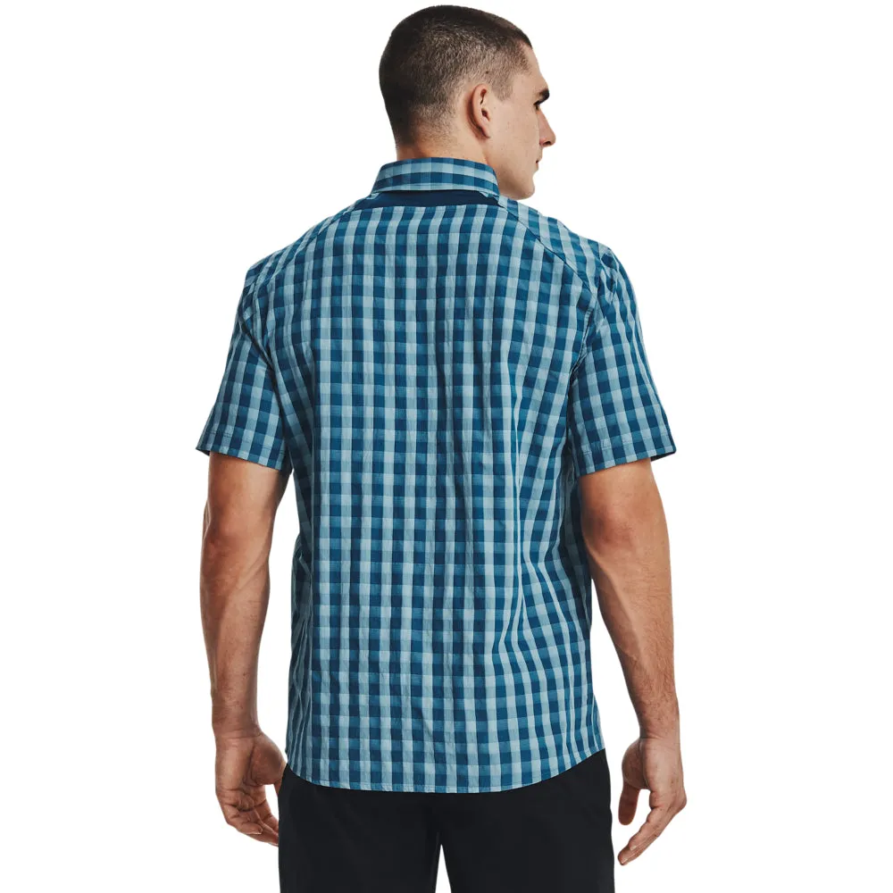 Under Armour Mens Drift Tide 2.0 Plaid Button-Down Shirt - Deep Sea Blue / Mississippi Green