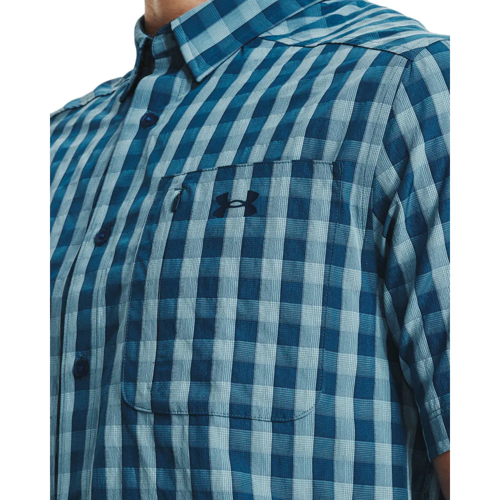 Under Armour Mens Drift Tide 2.0 Plaid Button-Down Shirt - Deep Sea Blue / Mississippi Green