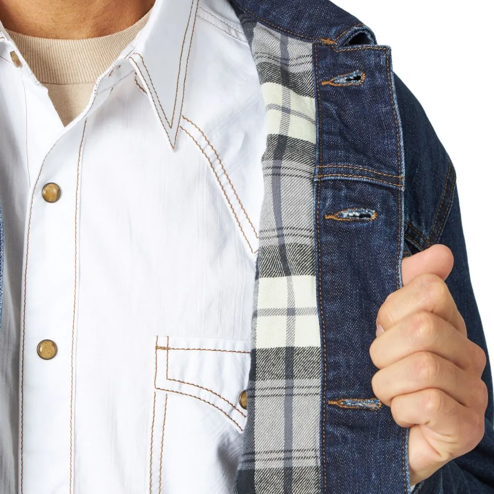 'Wrangler' Men's Blanket Lined Denim Jacket - Faded Indigo