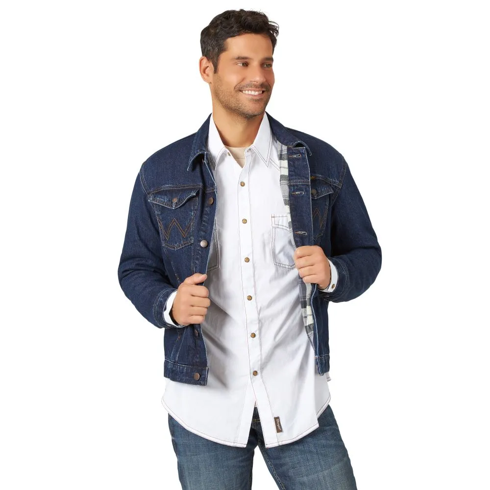 'Wrangler' Men's Blanket Lined Denim Jacket - Faded Indigo