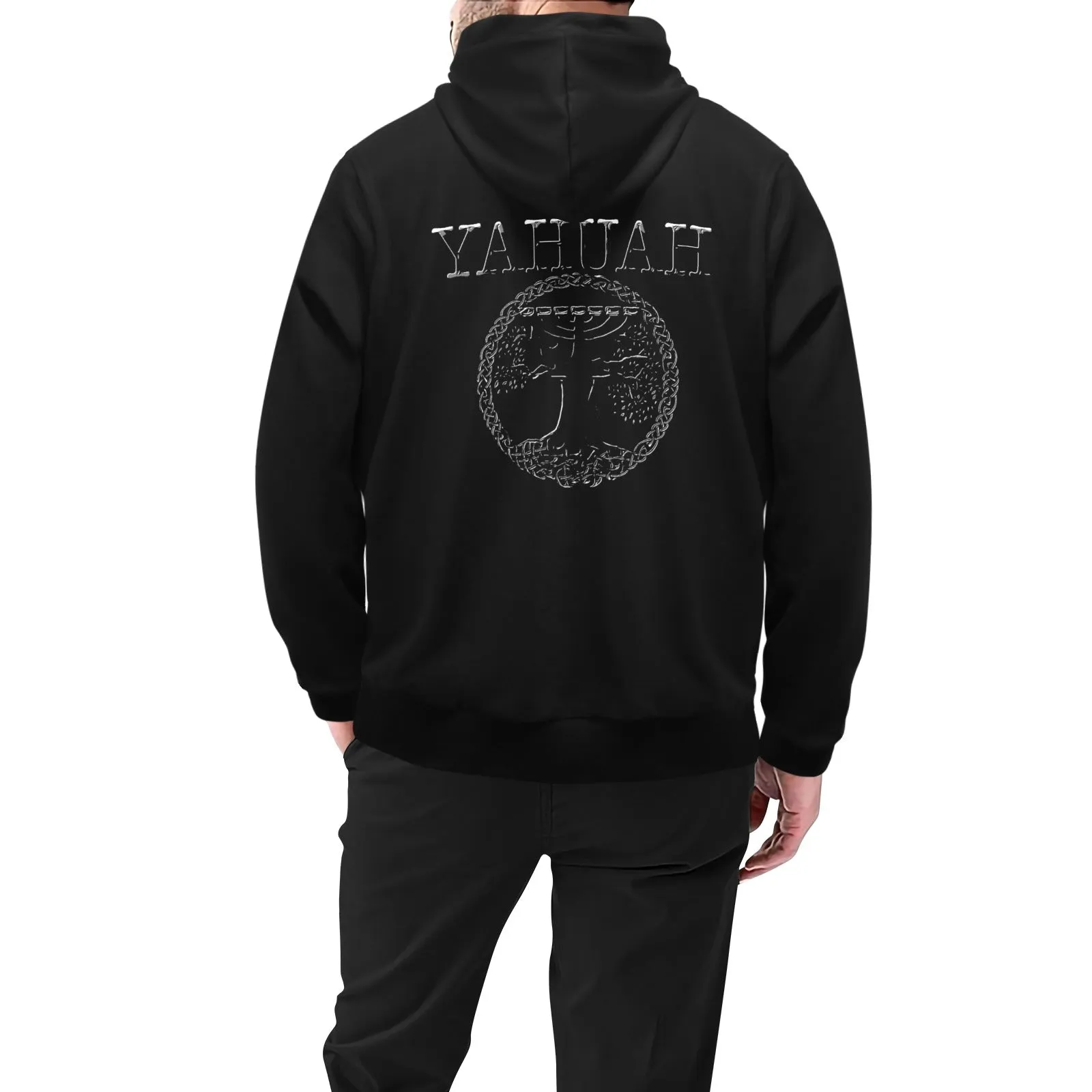 Yahuah-Tree of Life 02-04 Men's Designer High Neck Pullover Hoodie